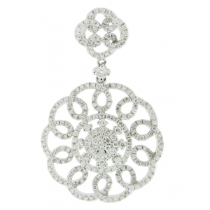 18k White Gold & Diamond Curvy Swirl-like Flower Shape Pendant