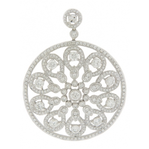 18k White Gold Diamond Petal Shape Flower Pendant