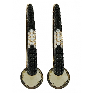 3.55ct Pink & Black Diamond Oval Hoop Smokey Gemstone Earrings
