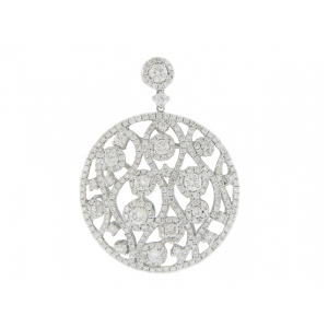 Multi Round Diamond 18k White Gold Circle Shape Pendant