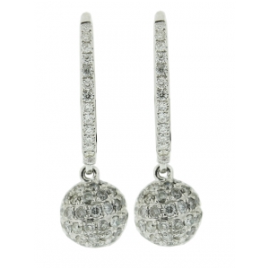 18k White Gold & 0.85ct Diamond Circle Shape Dangle Hoop Earring
