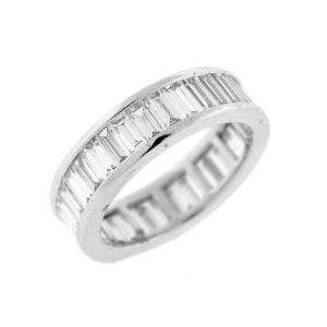 Platinum Channel Set Emerald Cut Diamond Eternity Band