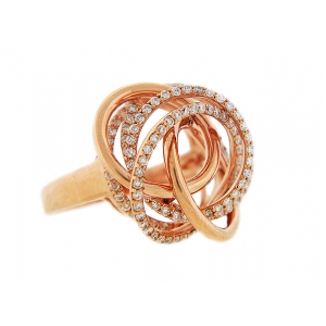 1.05ct Pave Diamond Multi Circle Shape Pink Gold Cocktail Ring