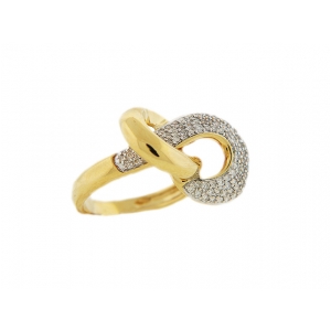 18k Yellow Gold Pave Diamond Curvy Shape Ring