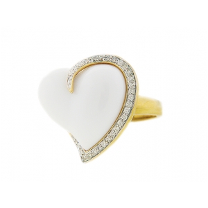 0.25ct Pave Diamond & White Onyx Heart Shaped Ring