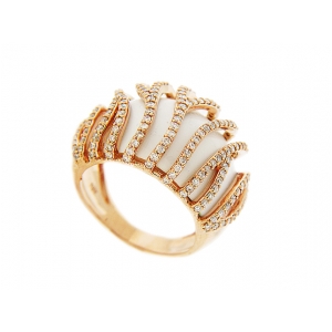 18k Pink Gold Pave Diamond & White Onyx Cocktail Ring