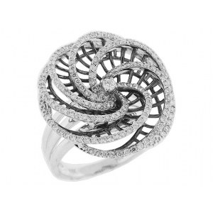 Diamond 18k Black Gold Flower Cocktail Ring