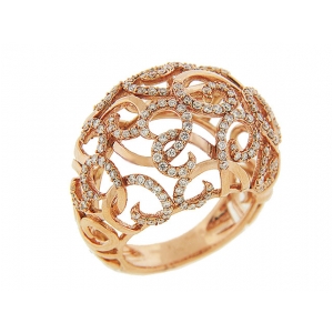 1.15ct Diamond 18k Rose Gold Domed Cocktail Ring