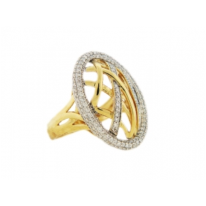 18k Yellow Gold Oval Shape Pave Diamond Cocktail Ring
