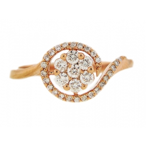 18k Pink Gold Pave Diamond Flower Ring
