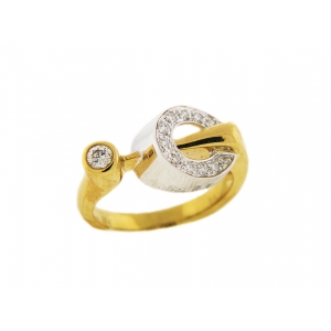 Circle Shape Pave Diamond 18k Yellow Gold Ring