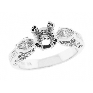 Semi Mount Vintage Diamond Engagement 18k Gold Ring