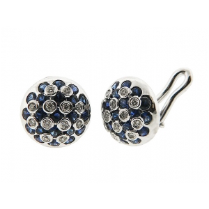 4.28 ct Bezel Set Diamond Blue Sapphire Gold Cufflinks