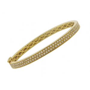 4.35ct 2 Row Diamond 18K Yellow Gold Bangle Bracelet