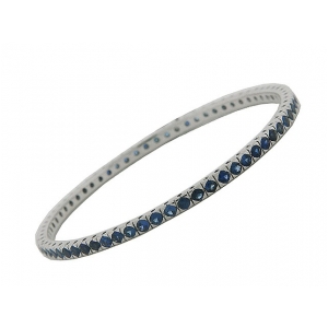 11.25 ct Blue Sapphire 18K White Gold Ladies Bangle Bracelet