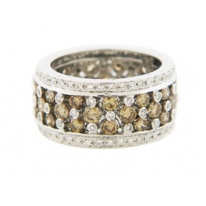 2.74 ct Champagne & White Diamond 18k Gold Eternity Band