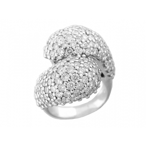 5.8 ct Pave Diamond Swirl Design 18k White Gold Ring