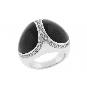 Di MODOLO Italian Brand Diamond & Onyx 18k White Gold Ring