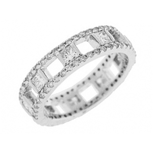1.63 ct Princess Cut & Round Diamond 18k Gold Eternity Band
