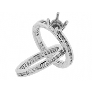 Channel Set Diamond 18k Gold Bridal Set Eternity Rings