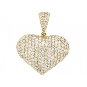 6.64 ct Diamond Pave Heart Estate 18k Yellow Gold Pendant