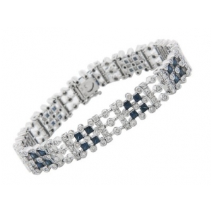 8.48ct VS Diamond & Square Sapphire 18k Gold Tennis Bracelet