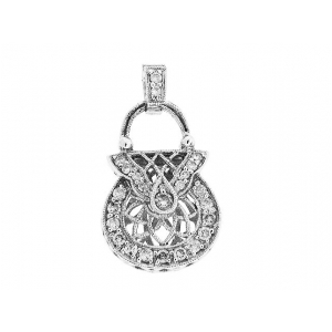 .32 ct Pave Diamond 18k White Gold Milgrain Handbag Pendant