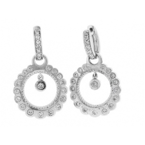 1.13 ct Bezel Set Diamond 18k White Gold Dangle Earrings