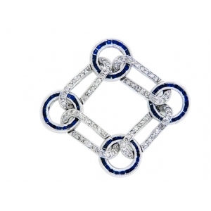 1.54 ct Interlocking Pave Diamond & Sapphire 18k Pendant
