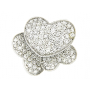 2.3 ct Diamond Pave 3 Heart Shape 18k White Gold Pendant