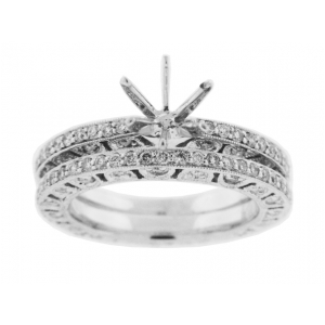 Vintage 1.65 ct Round Diamond Eternity Bridal Set Rings