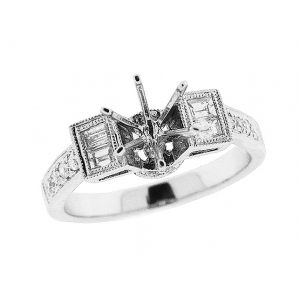 Semi Mount Milgrain Diamond Engagement 18k Gold Ring