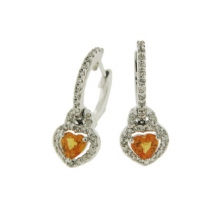 1.69 ct Yellow Heart Sapphire & Diamond 18k Gold Earrings