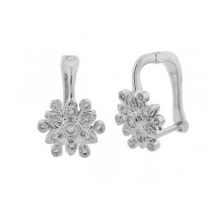 Bezel Set Diamond 18k White Gold Milgrain Leverback Earrings