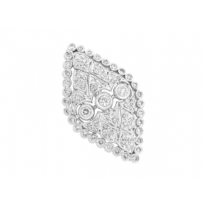 Vintage 1.17 ct Diamond Square Brooch 18k White Gold