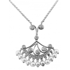 Bezel Set Diamond & Pearl 18k Gold Necklace