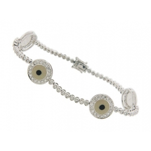 Diamond 18k White Gold Evil Eye Bracelet