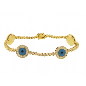 2.20ct Diamond & Enamel 18k Gold Evil eye Bracelet