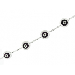 4.03ct Bezel Set Diamond 18k White Gold Purple Evil Eye Bracelet