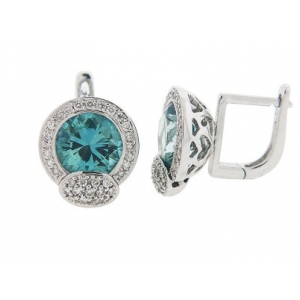London Blue Topaz Diamond 18k Gold French Clip Earrings