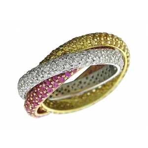 18k Tri-Color Rolling Diamond & Sapphire Eternity Band