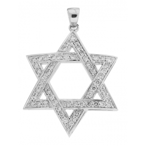 Diamond 18k White Gold Star of David Pendant