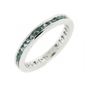 .90 ct Sky Blue Topaz 18k Gold Channel Set Eternity Ring
