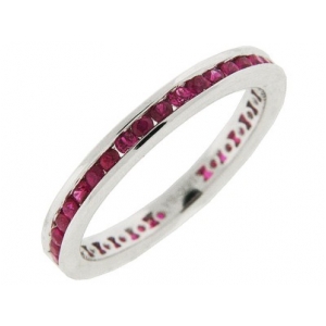 .77 ct Channel Set Pink Sapphire 18k Gold Eternity Ring