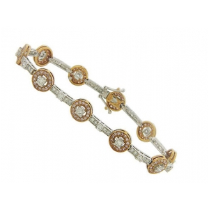 3.8ct Diamond 18k White & Rose Gold Circle Tennis Bracelet