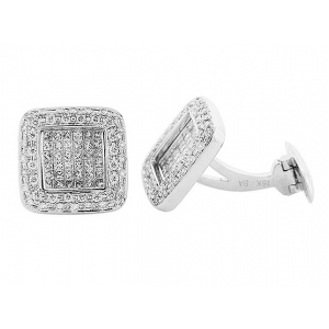 1.94 ct Round Princess Invisible Set Diamond Cufflinks