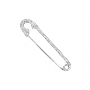 1.04 ct Diamond Safety Pin Brooch Set in 18k White Gold