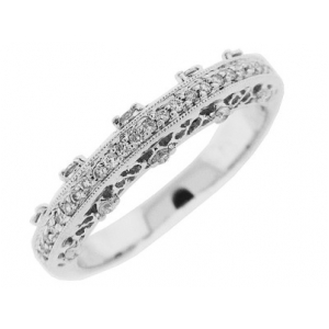 .15 ct Round Diamond 18k Gold 3 Sided Milgrain Ring