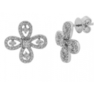 Diamond 18k White Gold Flower Stud Earrings