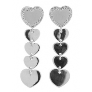 French Clip Diamond 18k Gold Multi Heart Dangle Earrings